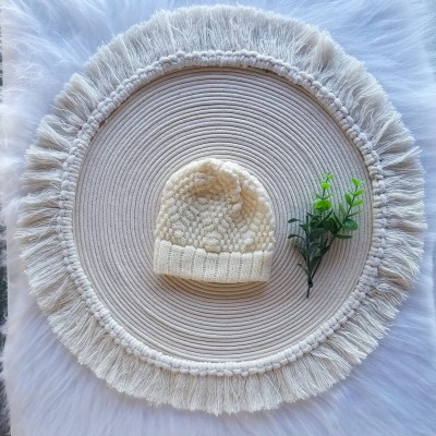 Touca Tricot Ponto Pipoca Amerelo Claro PROMOÇÃO