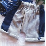 Conjunto de Bebê Body com Shorts Suedine/Malha Listrada