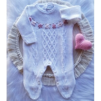 Macacão Flores Bordada Branco