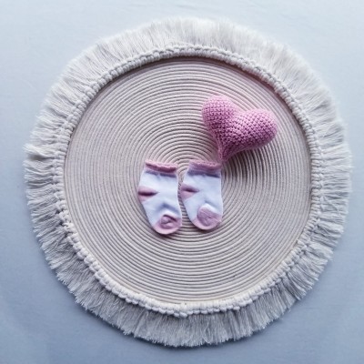 Meia Recém Nascido Branco e Rosa