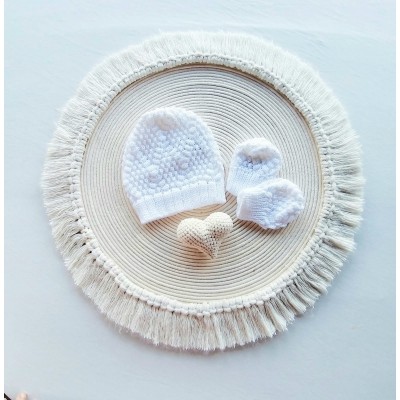 Kit Touca e Luva Tricot Branco