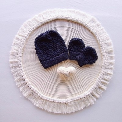 Kit Touca e Luva Tricot Azul Marinho
