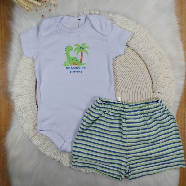 Conjunto body e shorts de sarja eco