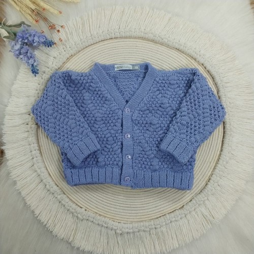 Casaco Tricot Ponto Pipoca Lavanda