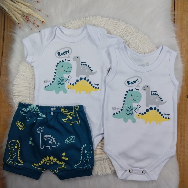 Conjunto 3 Peças Verão Dinossauro