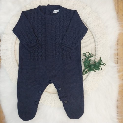 Macacão Tricot  Meia Trança Azul Marinho