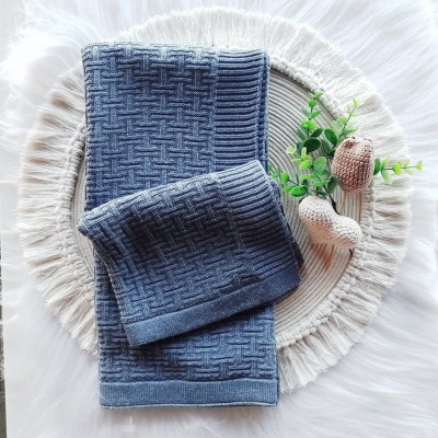 Manta Tricot Tijolinho Azul Jeans