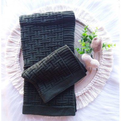 Manta Tricot Tijolinho Verde Militar