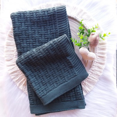 Manta Tricot Tijolinho Verde Eucalipto