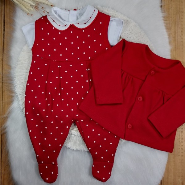 Conjunto 3 peças Póa Vermelho