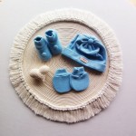Kit Gorro Sapato e Luva em Tricot Azul Bebê
