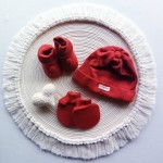 Kit Gorro Sapato e Luva em Tricot Vermelho