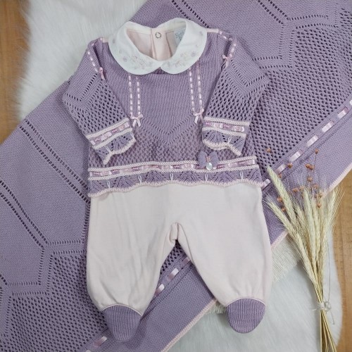 Saída Maternidade Tricot Lilas Menina