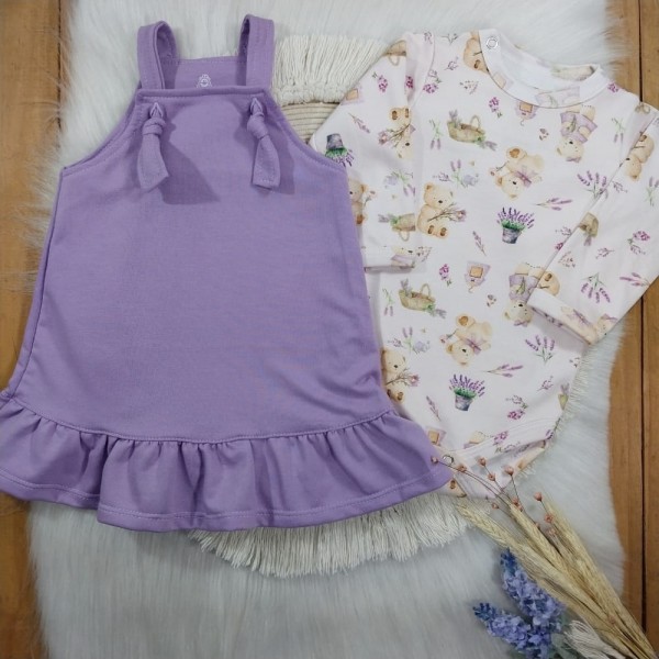 Salopete de Nó + Body Estampado Lavanda
