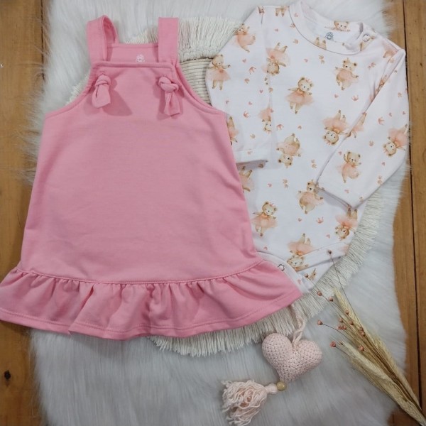 Salopete de Nó + Body Estampado Urso