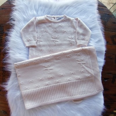 Saída Maternidade Tricot Bailarina Rosa