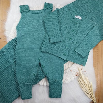 Saída Maternidade Em Tricot 3 Peças Verde 
