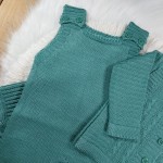 Saída Maternidade Em Tricot 3 Peças Verde 