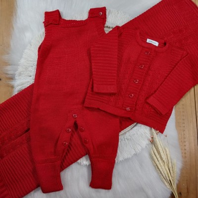 Saída Maternidade Em Tricot 3 Peças Vermelho