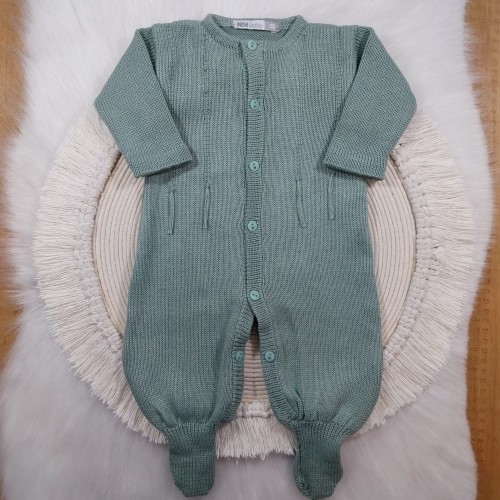 Macacão Tricot Barbante Verde Maré