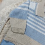 Macacão Tricot e Malha com Gola Polo  Azul bebê e Bege
