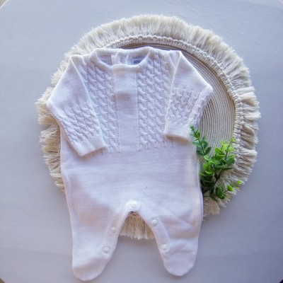 Macacão Tricot  Meia Trança Branco