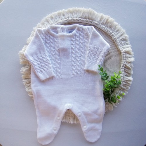 Macacão Tricot  Meia Trança Branco