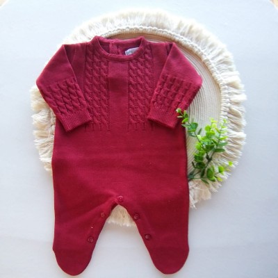 Macacão Tricot  Meia Trança Vermelho